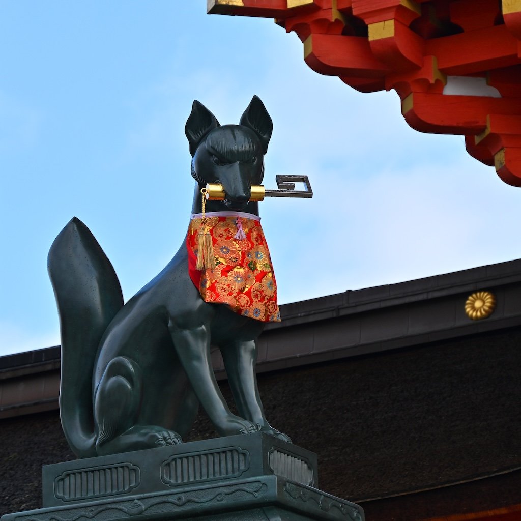 Fushimi Inari Taisha Shrine_Stone Fox_5x5_Kyoto