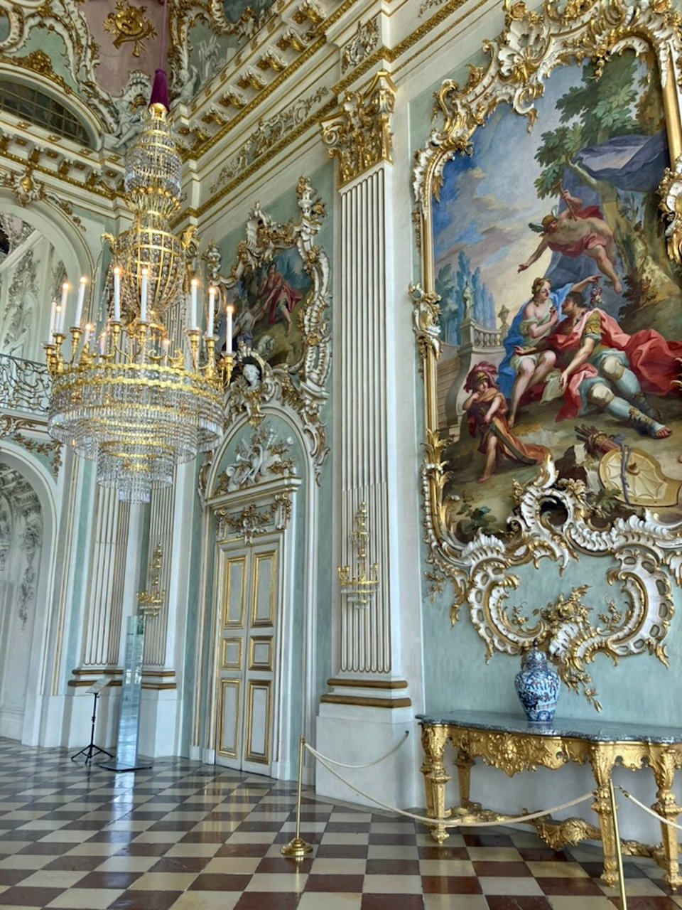 Munich Nymphenburg Palace_Great Hall_Gilded Details_Chandelier