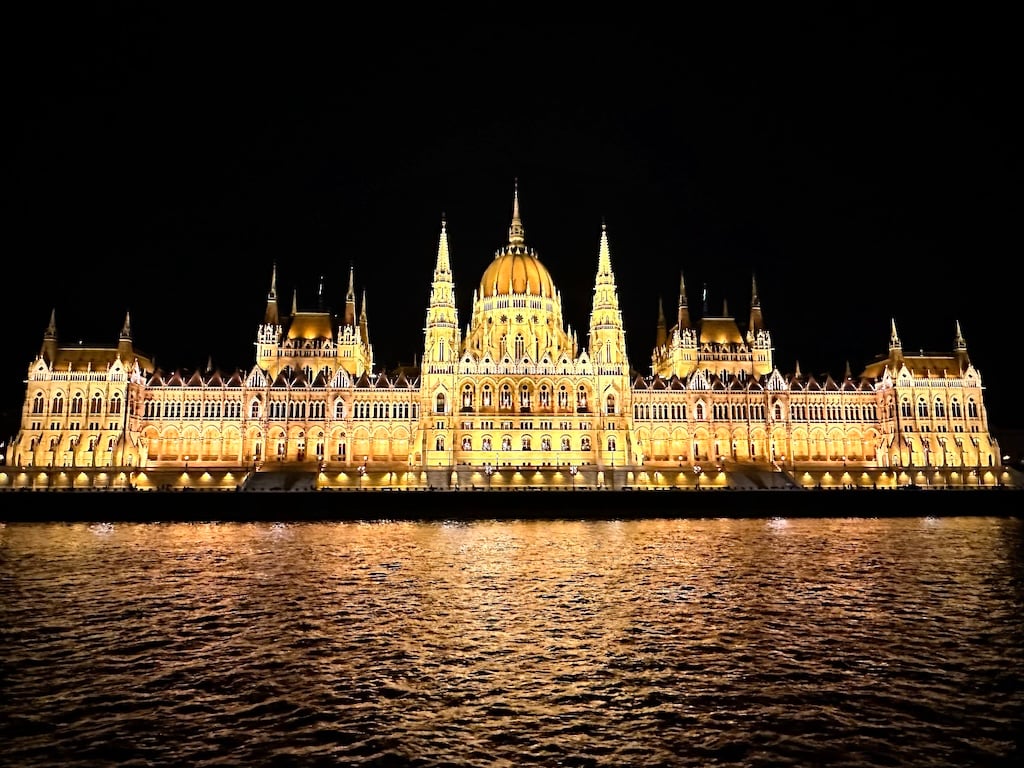 Hungarian Parliament Building at Night, Budapest, Hungary