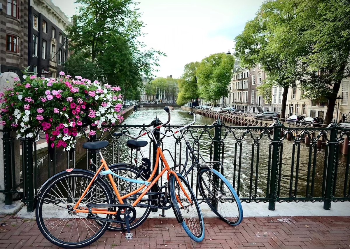 Bicycles & a Canal in Amsterdam, Netherlands